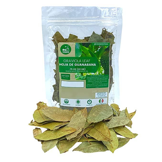 Pack of 8-10 leaves Yerbero - Hoja De Guanabana Entera Whole Dried Graviola Soursop Leaves,