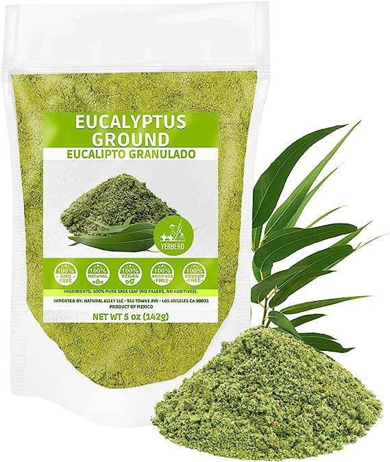 Pack 8-10 leaves Yerbero - Premium Eucalyptus Leaves Grounded| Polvo de Hoja de Eucalipto |100% Pure Leaf, No Fillers