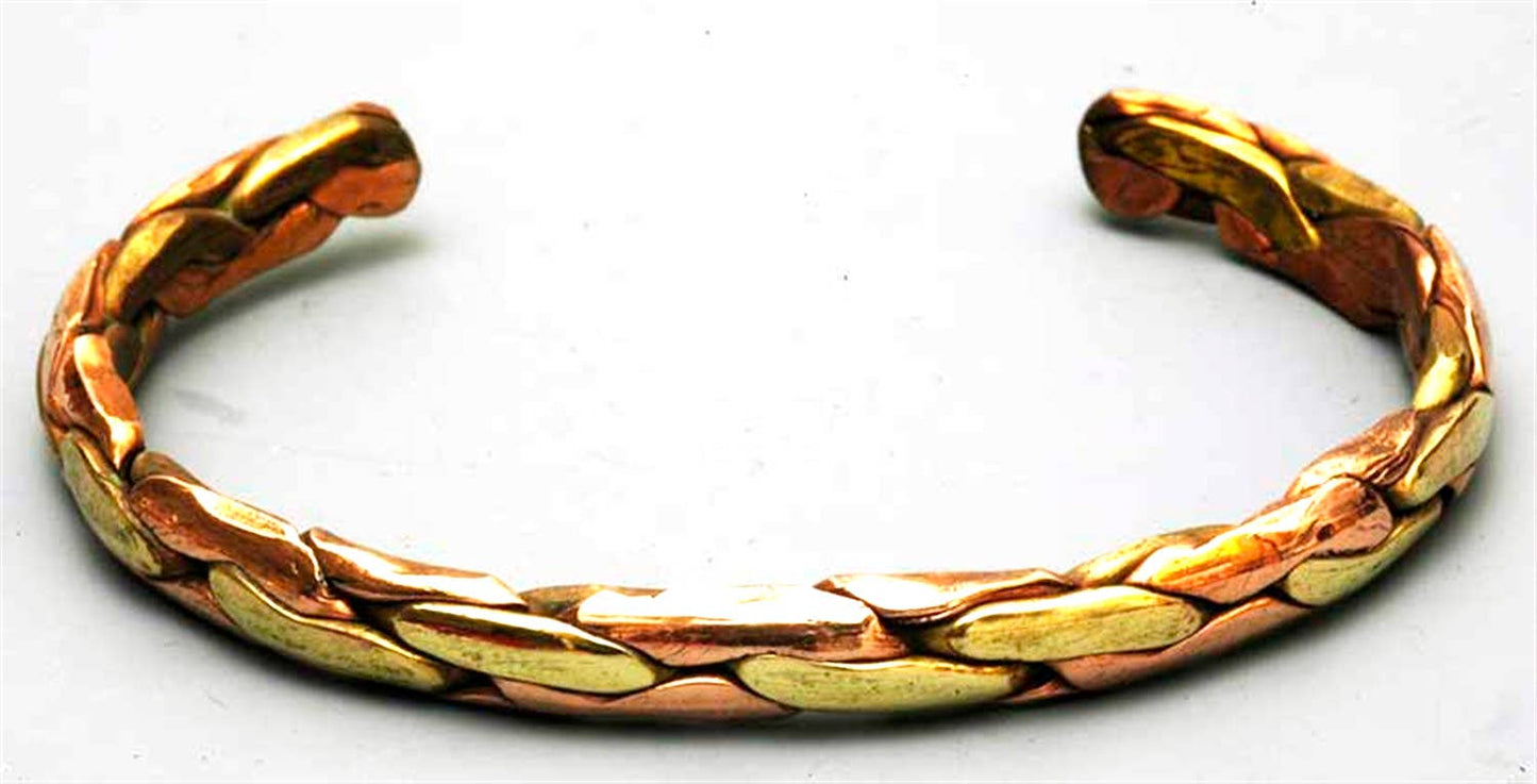 Tri- Metal Woven Link Cuff Bracelet